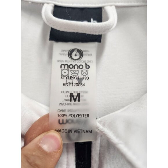 Mono B Womens Varsity Tricot Jacket Size Medium Black White Raglan Activewear - Picture 5 of 7